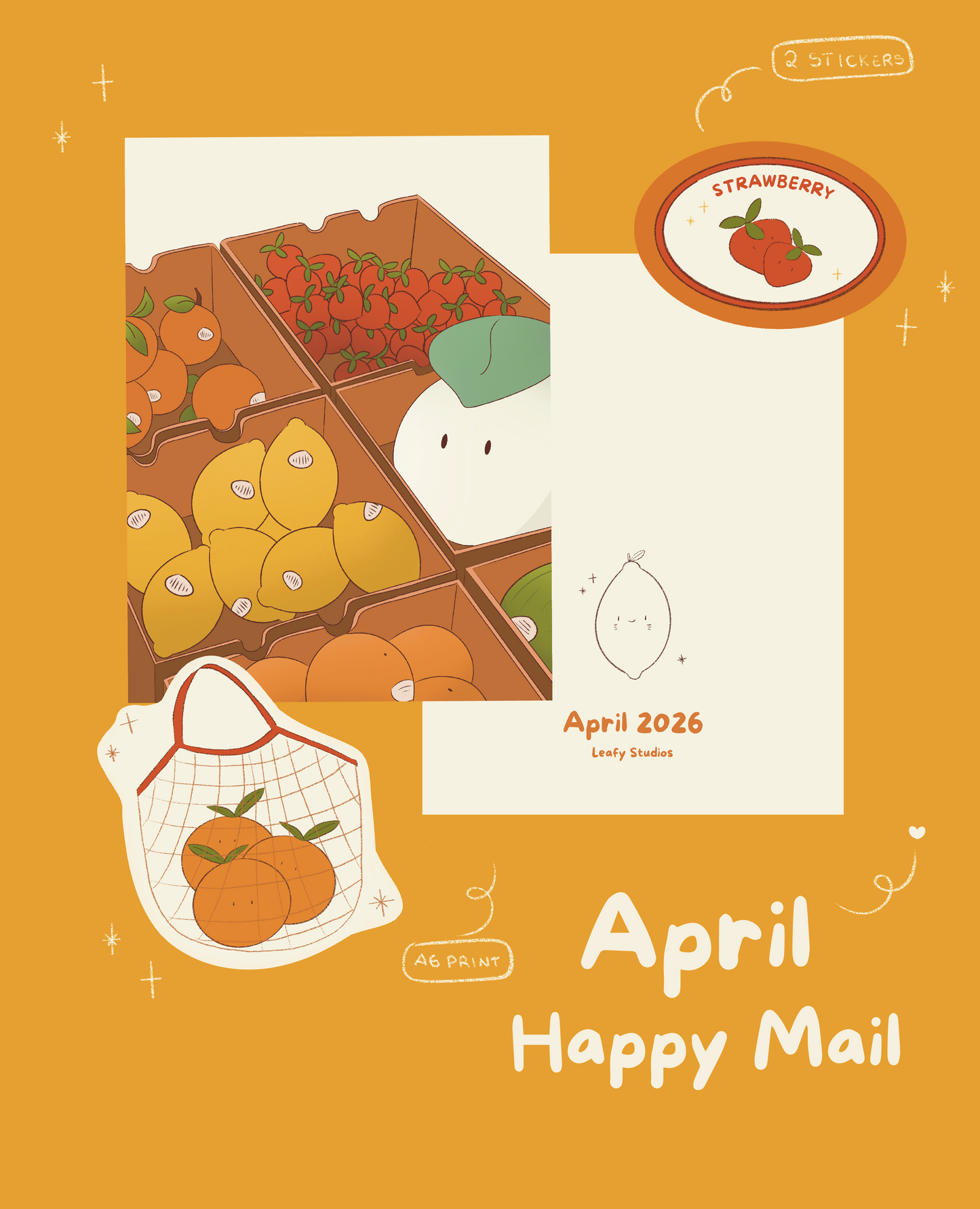 April Happy Mail - Fruit Market Print