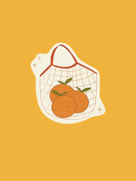April Happy Mail - Oranges Basket Sticker