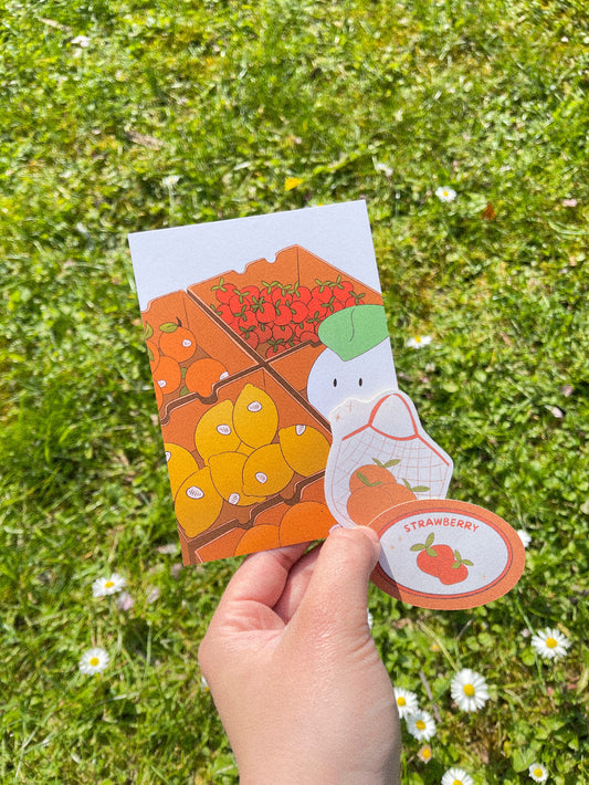 April Happy Mail - Fruit Market Print